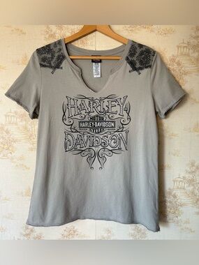 Harley-Davidson Lebanon Pennsylvania gray black lace motorcycle biker tee